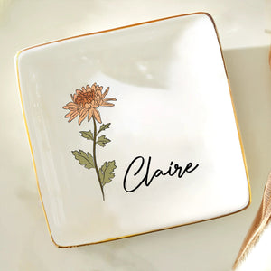 Birth Flowers For Women - Personalized Ring Dish