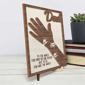 We Hold Our Hands Together And Forever -Personalized 2-Layered Wooden Plaque With Stand