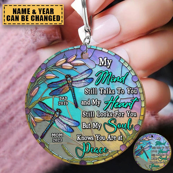 Dragonfly Memorial Christmas Gift Circle Acrylic  Keychain