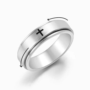 For Son-Cross Fidget Ring Anxiety Spinning Ring "Pray Through It"