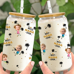 Custom Photo Best Nana Ever - Personalized Clear Glass Cup