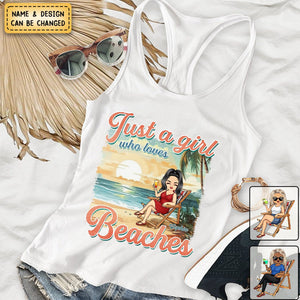 Just A Girl Who Love Summer -Personalized Custom Racer Back Tank Top - Gift For Best Friends, BFF, Sisters