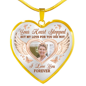 Personalized Memorial Heart Necklace Your Heart Stopped Custom Memorial Gift