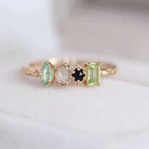 Personalized Multiple Stones Grandma Mom Family Ring Vintage Milgrain Ring