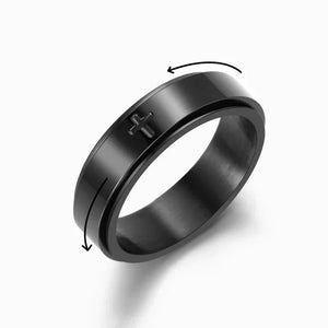 For Son-Cross Fidget Ring Anxiety Spinning Ring "Pray Through It"