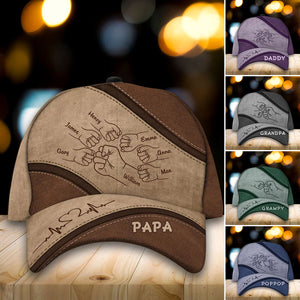 Personalized Outline Fist Bump Daddy Grandpa Classic Cap