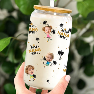 Custom Photo Best Nana Ever - Personalized Clear Glass Cup