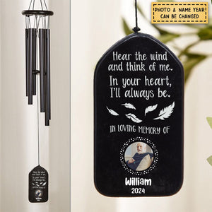 Custom Photo Hear The Wind And Think Of Me Personalized Wind Chimes