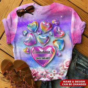 Personalized Grandma's Sweethearts All-over Print T Shirt