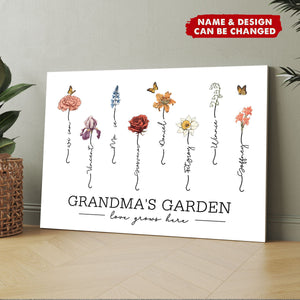 Personalized Grandma‘s Garden Love Grows Here Beautiful Birth Month Flower Poster