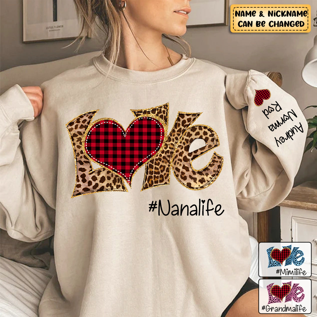 Love grandmalife leopard And Grandkids Personalized Sweatshirt