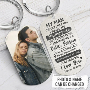 To My Man, Personalized Photo Keychain for Couple Husband Boyfriend Gift