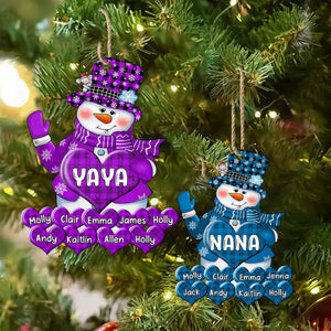 Colorful Christmas Snowman Grandma Mom Little Heart Kids- Personalized Ornament