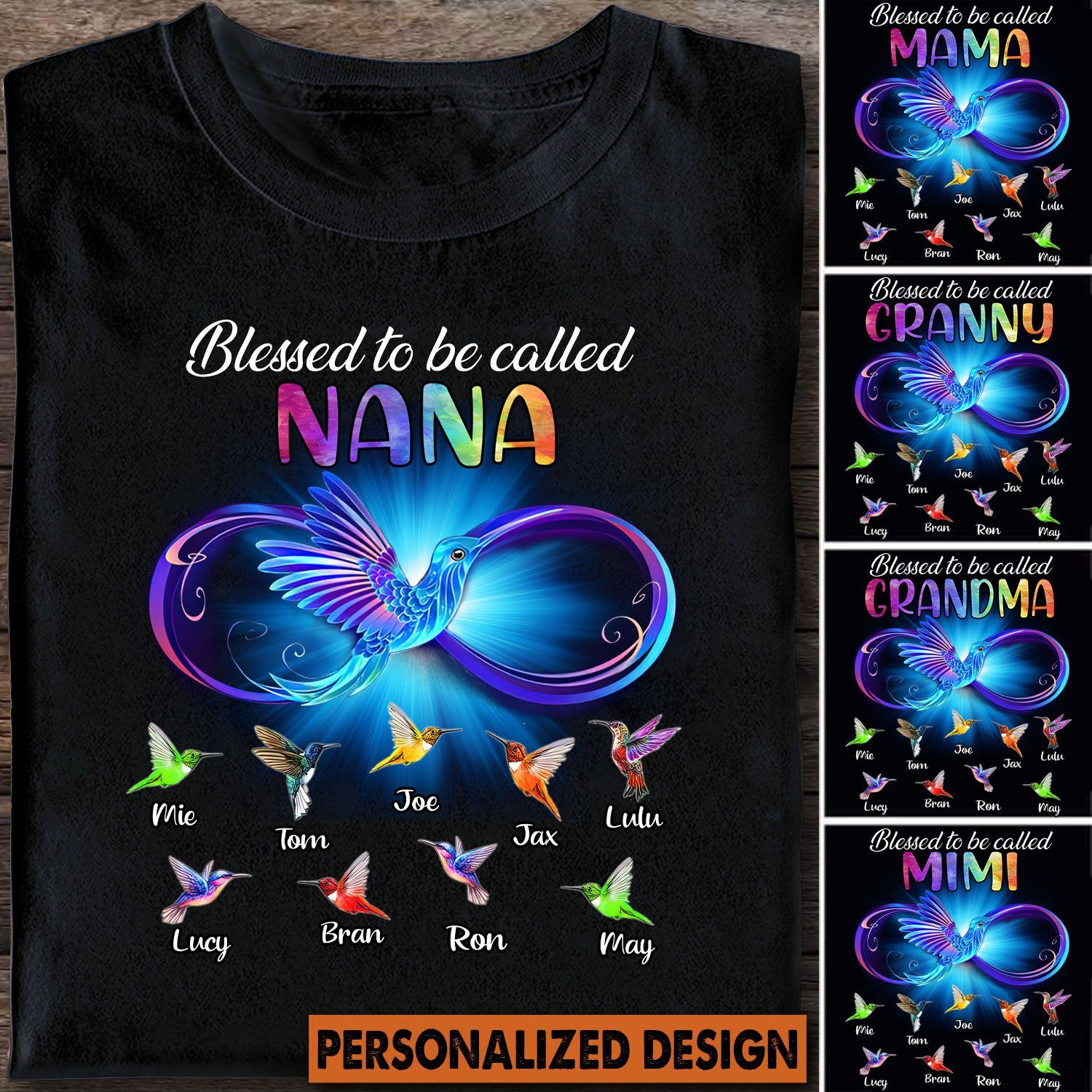 Blessed To Be Called Nana Hummingbird Personalized T-shirt