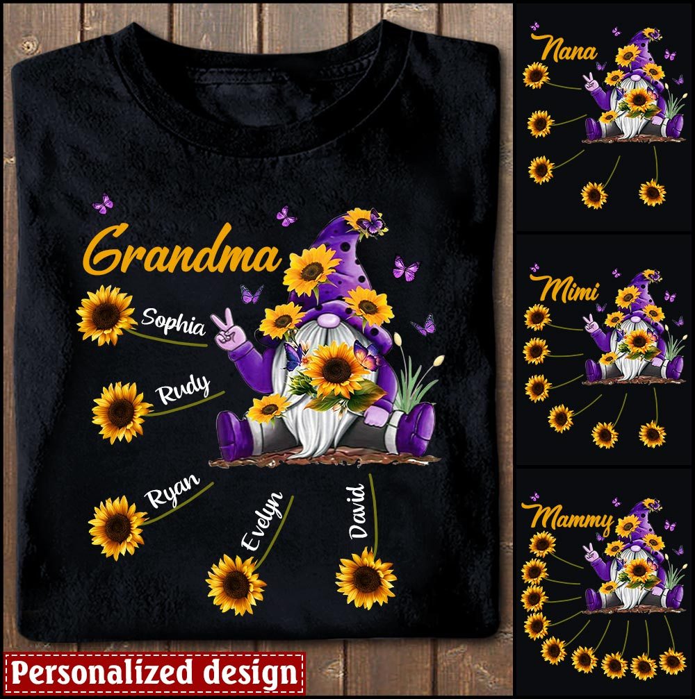 Grandma Mom with Sunflower Kids Mother's Day Gift Personalized T-shirt