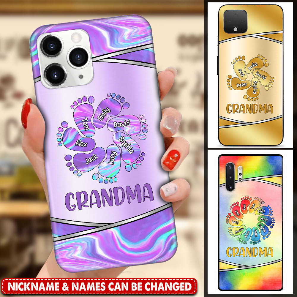 Personalized Grandma Mom Footprints Color Grandkids Phone case