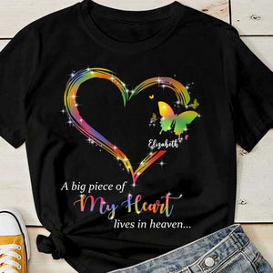 Personalized A Big Piece Of My Heart Memorial Butterfly T-Shirt