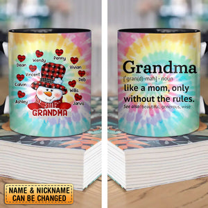 Personalized Grandma Snowman Kid Name Heart Mug