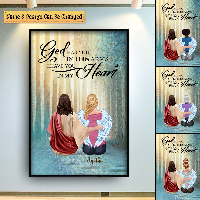 God Has You in His Arms I Have You in My Heart - Memorial Gift - Personalized Canvas Print