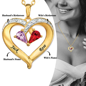 Personalized Birthstone Heart Pendant - Forever Together