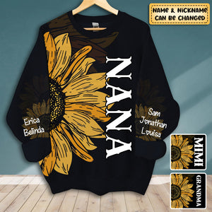 Personalized Grandma with Kids Sunflower Sweatshirt