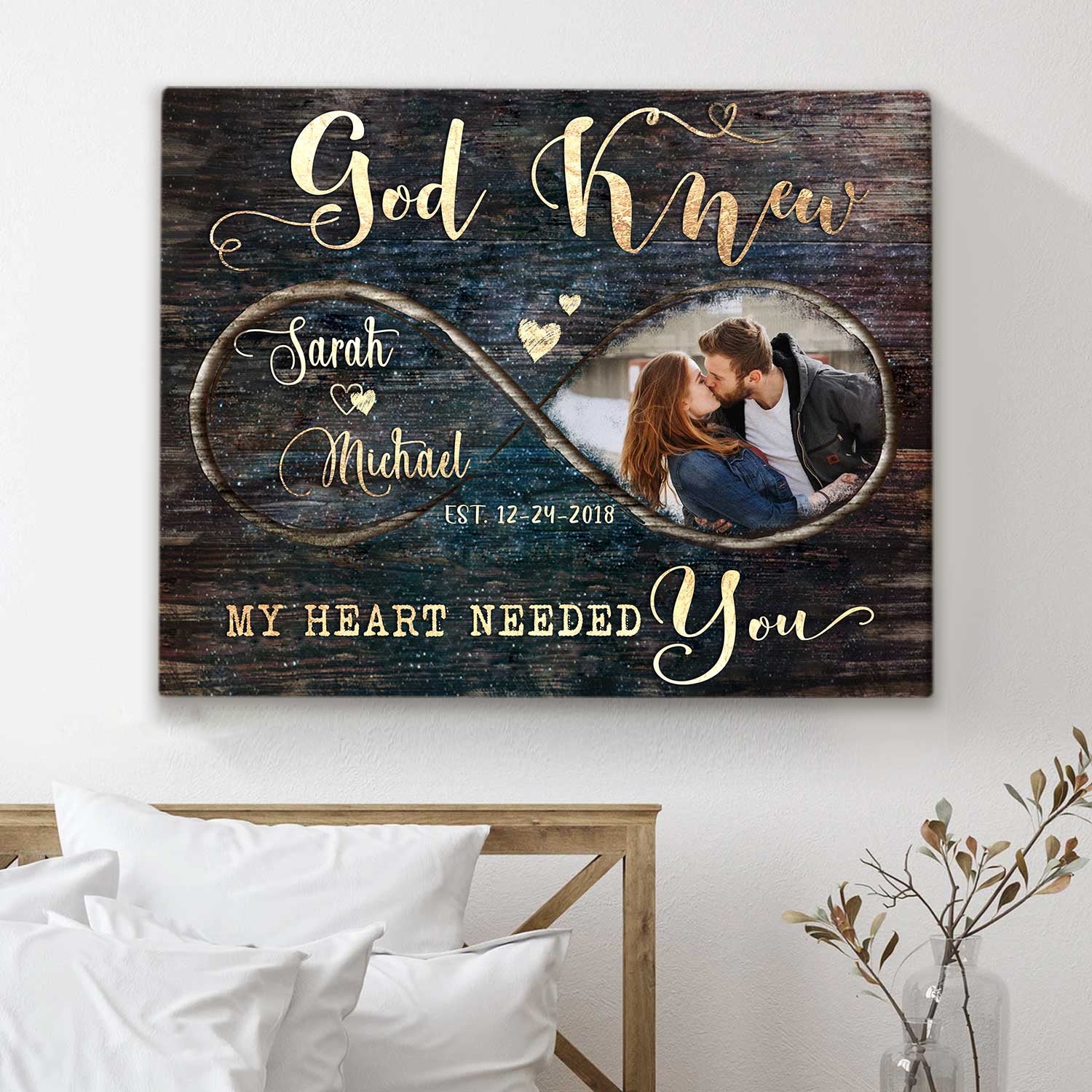 Personalized God Knew My Heart Needed You Couple Valentine's Day Canvas Print