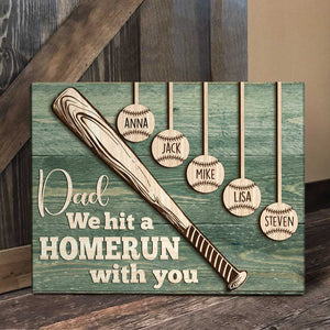 Personalized Gift for Baseball Lovers/Baseball Dad Poster-Dad We Hit A Homerun With You