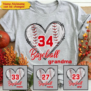 Baseball Mom Grandma Auntie, Love Baseball Sports - Personalized Unisex T-Shirt