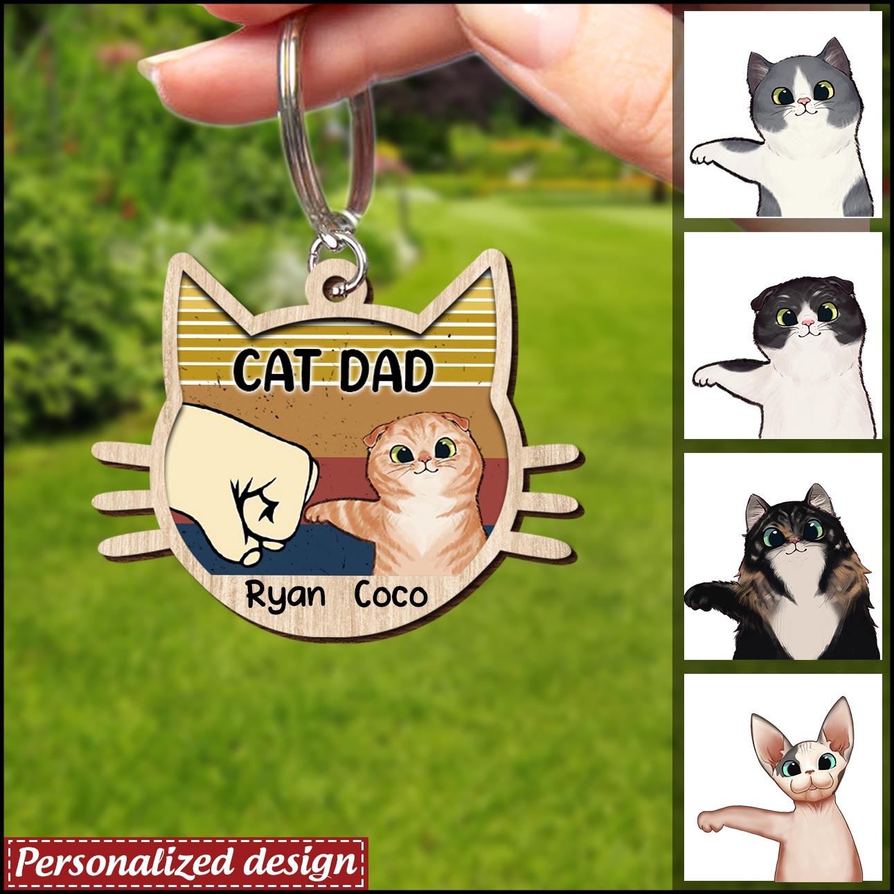 Best Cat Dad Ever Personalized Keychain