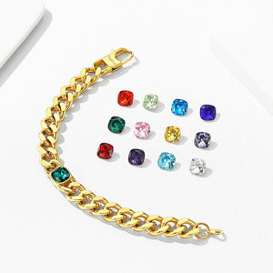 Personalized Cuban Link Birthstone Bracelet For Men Women