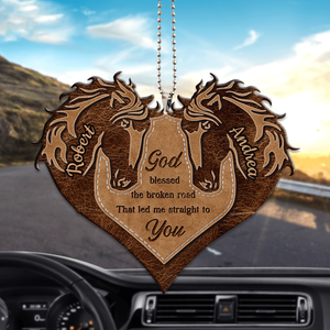 Brown Horse Couple Heart God Blessed Personalized Ornament