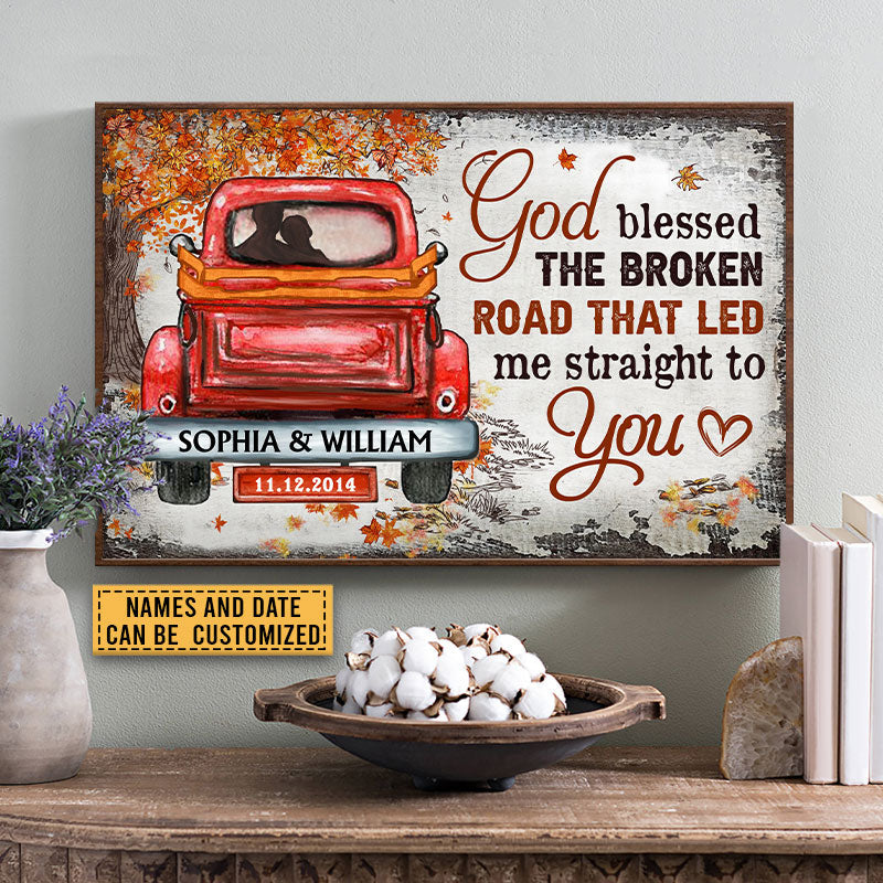 Personalized Husband Wife God Blessed The Broken Road Couple Gift Canvas Prints