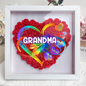 Personalized Grandma Grandkids Infinity Love Rainbow Flower Shadow Box