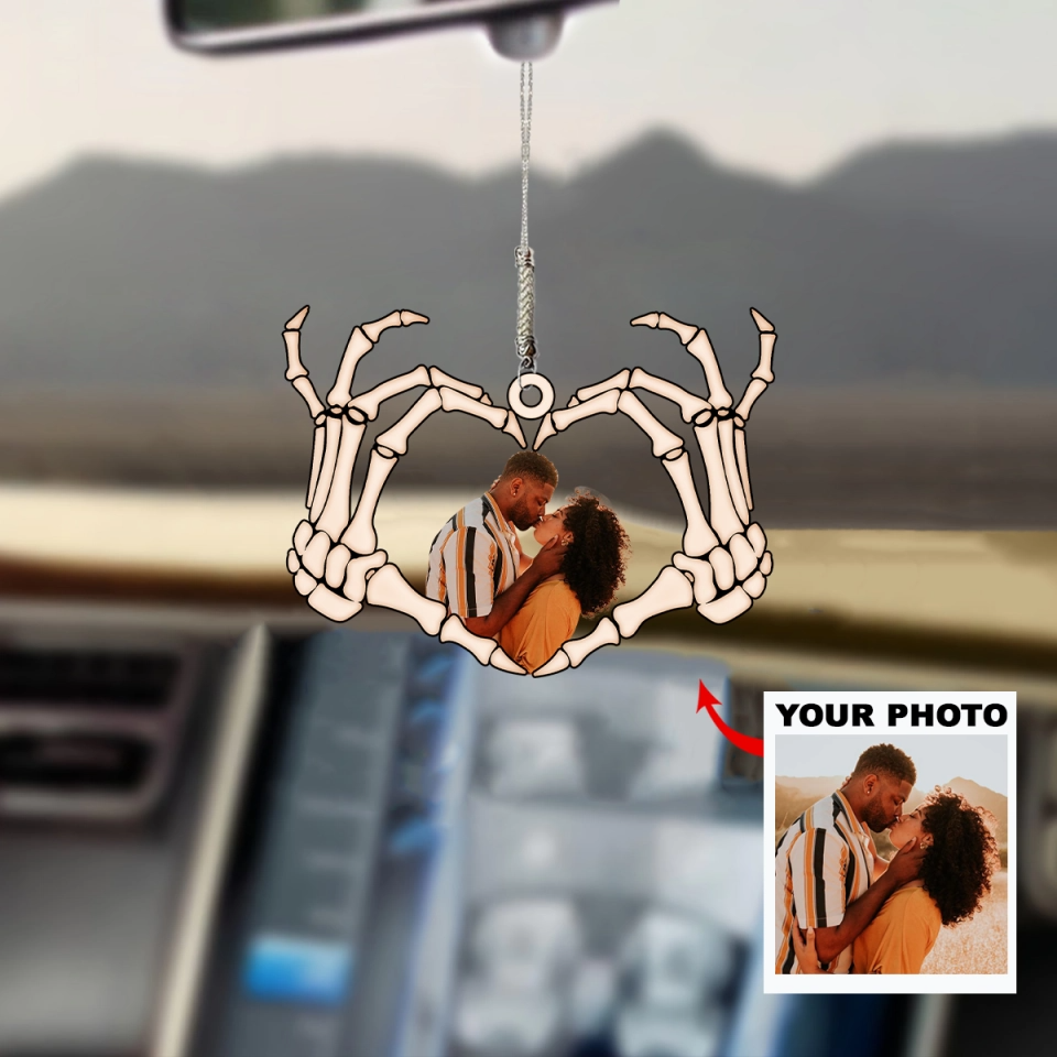 Personalized Photo Skull Heart Couple Ornament