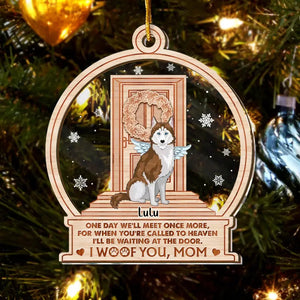 Personalized Memorial Christmas Gift Idea For Dog Lovers I'll Be Waiting At The Door I Woof You