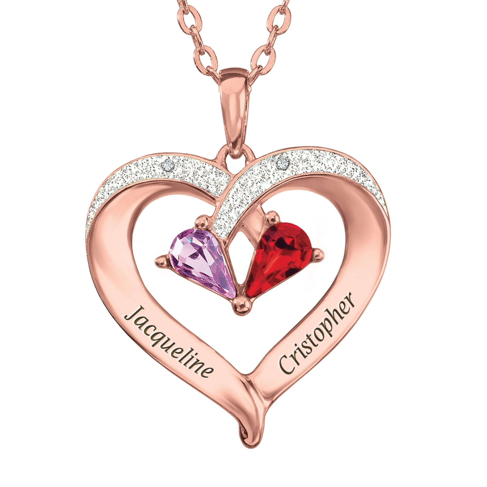 Personalized Birthstone Heart Pendant - Forever Together