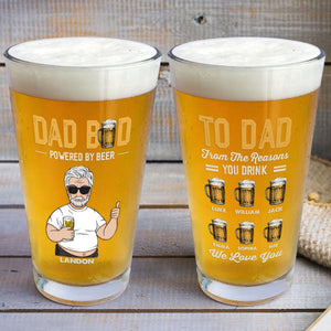 Dad Bod Powered By Beer - Personalized Beer Glass