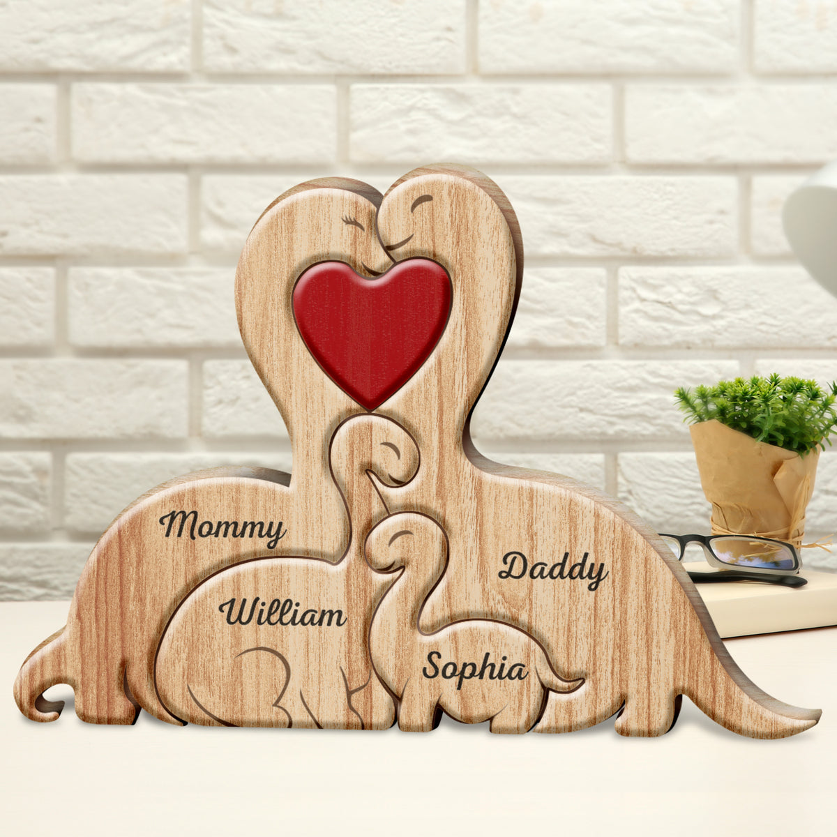 Personalized Dinosaurs Wooden Puzzle Gift For Mother, Father, Family