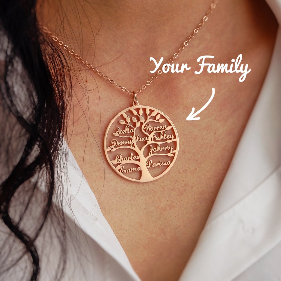 Mother's Day Gift-Personalized Family Tree with Name Necklace