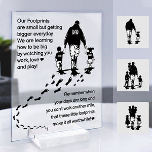 Personalized Gift For Father Acrylic Plaque-Our Footprints are small but getting bigger everyday