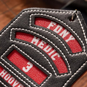 Personalized Leather Firefighter Helmet Shield Keychain