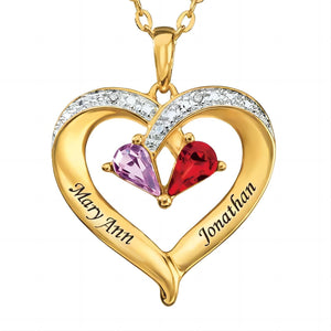 Personalized Birthstone Heart Pendant - Forever Together