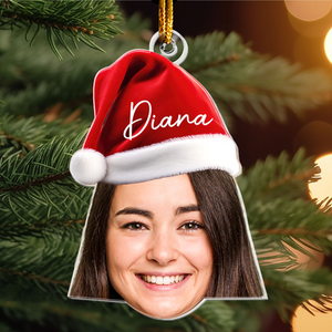 Funny Christmas Face Personalized Christmas Hat Photo Ornament