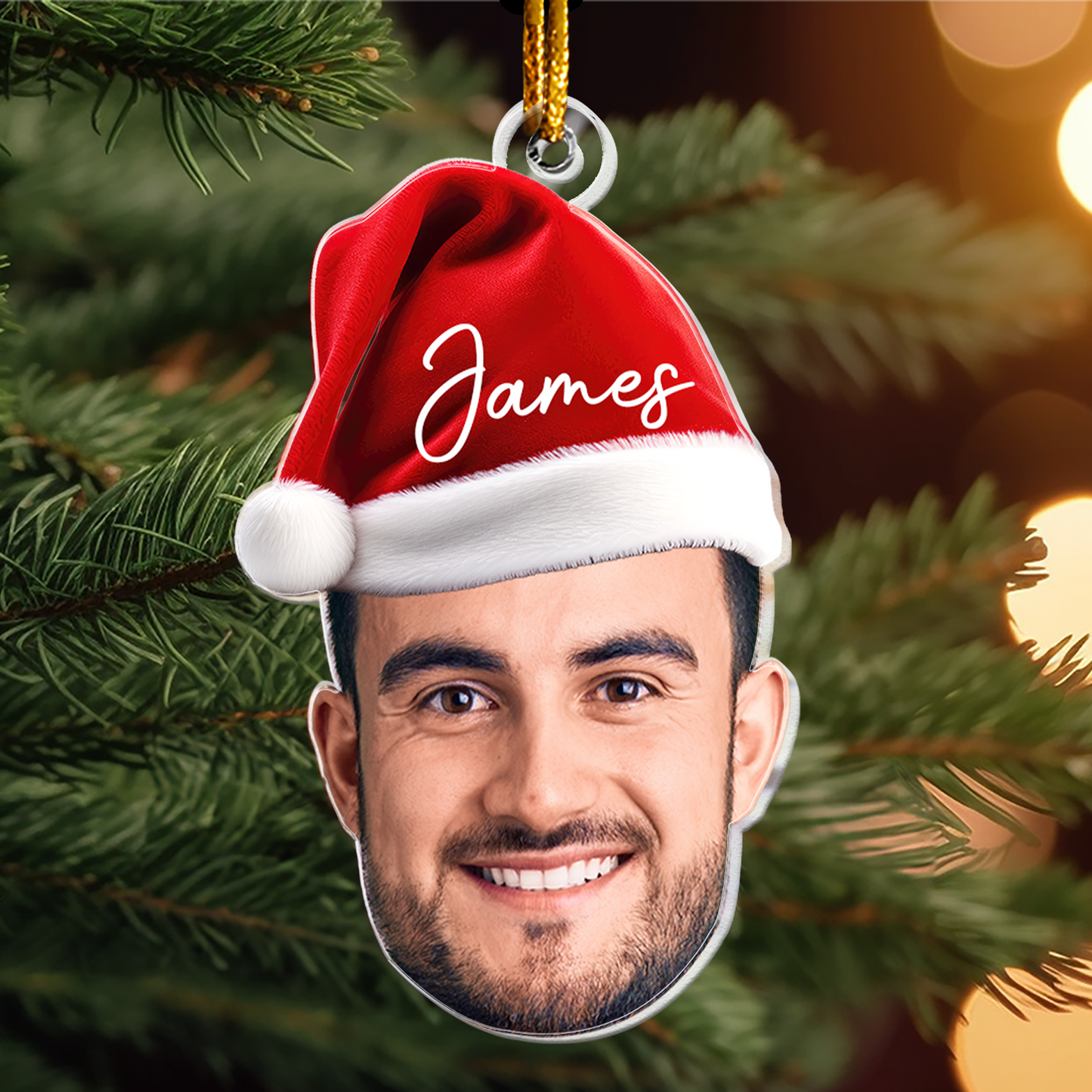 Funny Christmas Face Personalized Christmas Hat Photo Ornament