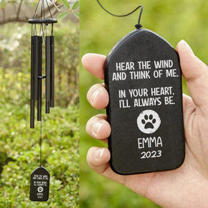 Hear The Wind And Think Of Me Dog Cat Memorial Personalized Wind Chimes