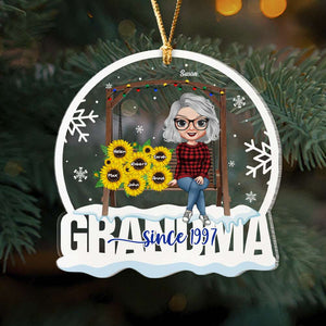 Personalized Grandma Mom Kids Sunflower Swing Christmas Ornament