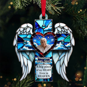 A big piece of my Heart lives in Heaven Memorial Upload Photo Personalized Acrylic Ornament