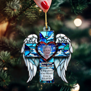 A big piece of my Heart lives in Heaven Memorial Upload Photo Personalized Acrylic Ornament