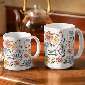 Personalized Hand In Hand Mug Gift For Mom, Grandma