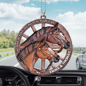 Horses Wagon Wheel Personalized Ornament